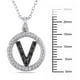 Miadora Pendentif initial "V" avec accent de diamants noirs en argent sterling, 18 pouces en longueur – image 3 sur 3