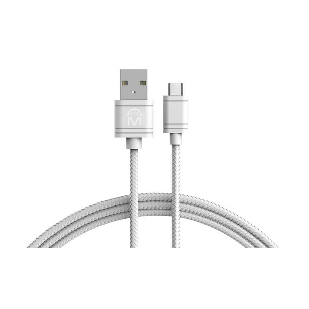 Câble Charge & Synchronisation Micro USB Blanc Sans Enchevêtrements de 6 pi de M
