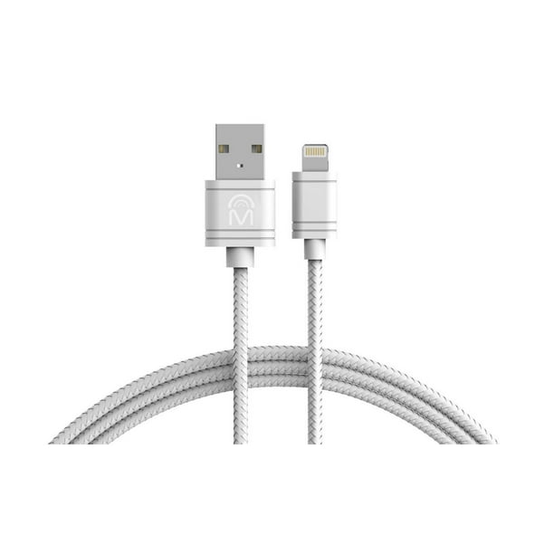 Câble Charge & Synchronisation Blanc MFI Lightning à USB sans enchevêtrements de 6 pi de M