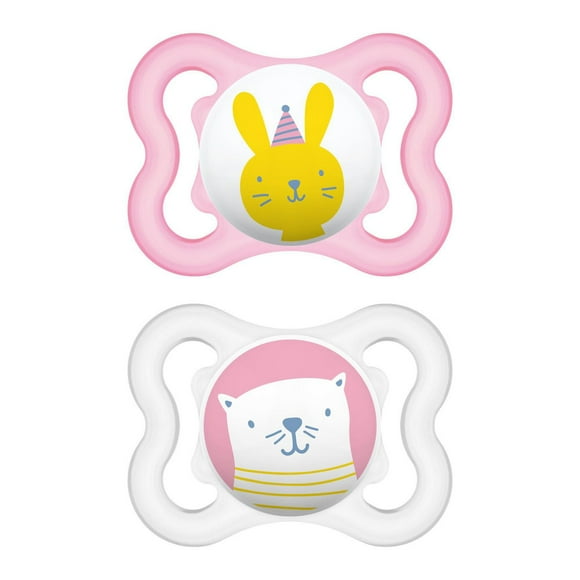 MAM Mini Air Pacifiers (2 pack), MAM Sensitive Skin Pacifier 0-6 Months, Best Pacifier for Breastfed Babies, Girl Pacifiers