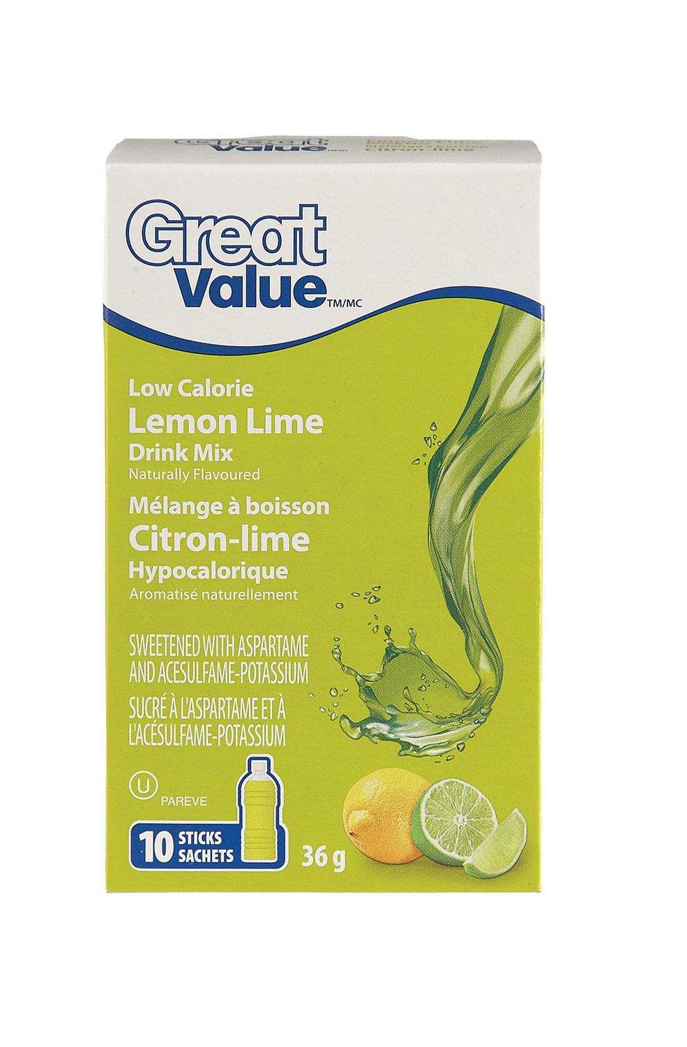 Great Value Low Calorie Lemon Lime Drink Mix Walmart Canada
