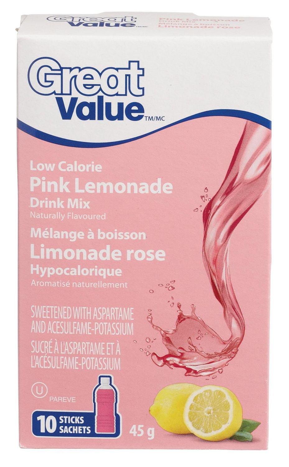 Great Value Low Calorie Pink Lemonade Drink Mix Walmart Canada