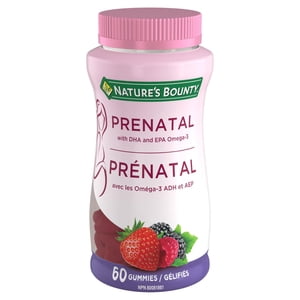 Nature's Bounty Prenatal Gummies with DHA & EPA Omega-3 – Supports Early Fetal Development, Reduces Neural Tube Defect Risk, Aids Collagen Formation & Immune Health, 60 Count
