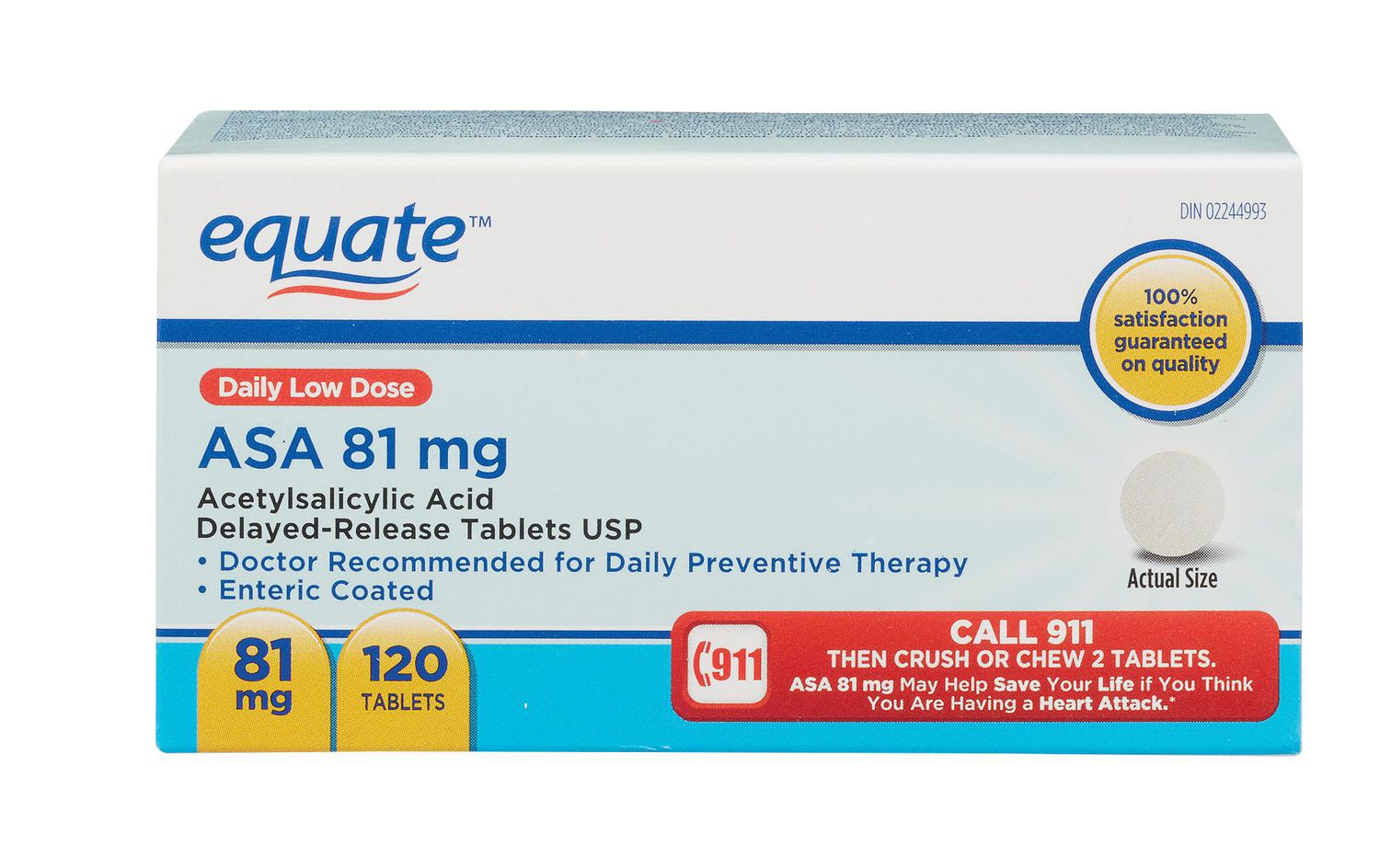 Comprimés à enrobage entérique AAS d'Equate de 81 mg