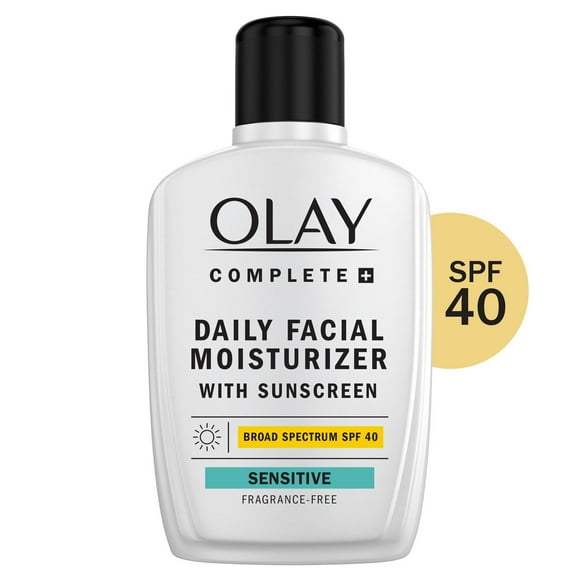 Olay Complete+ Daily Facial Moisturizer with Sunscreen SPF 40, Fragrance-Free, Broad Spectrum Sunscreen for Sensitive Skin, 177ML