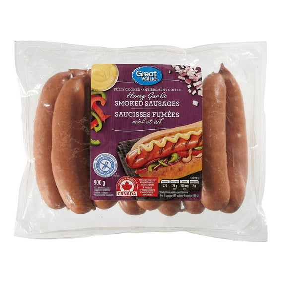 Great Value Honey Garlic Smoked Sausages 900g, 900 g
