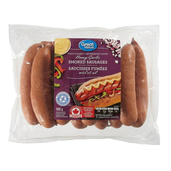 Great Value Honey Garlic Smoked Sausages 900g, 900 g
