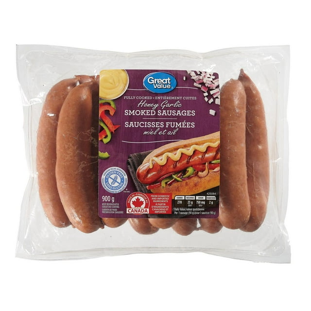 Great Value Honey Garlic Smoked Sausages 900g, 900 g