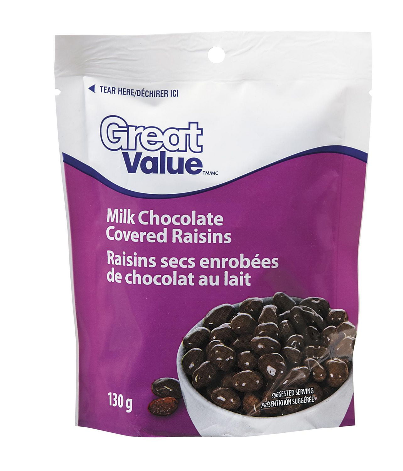 Great Value Milk Chocolate Covered Raisins, 130 g Walmart Canada
