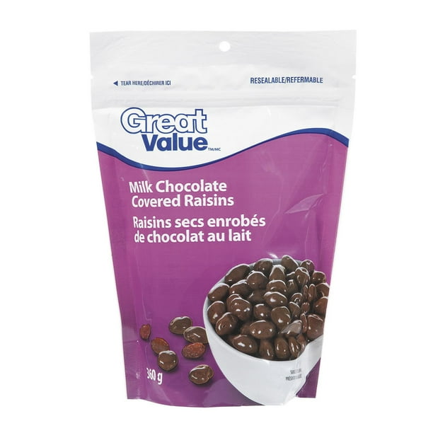 Raisins secs enrobés de chocolat au lait de Great Value