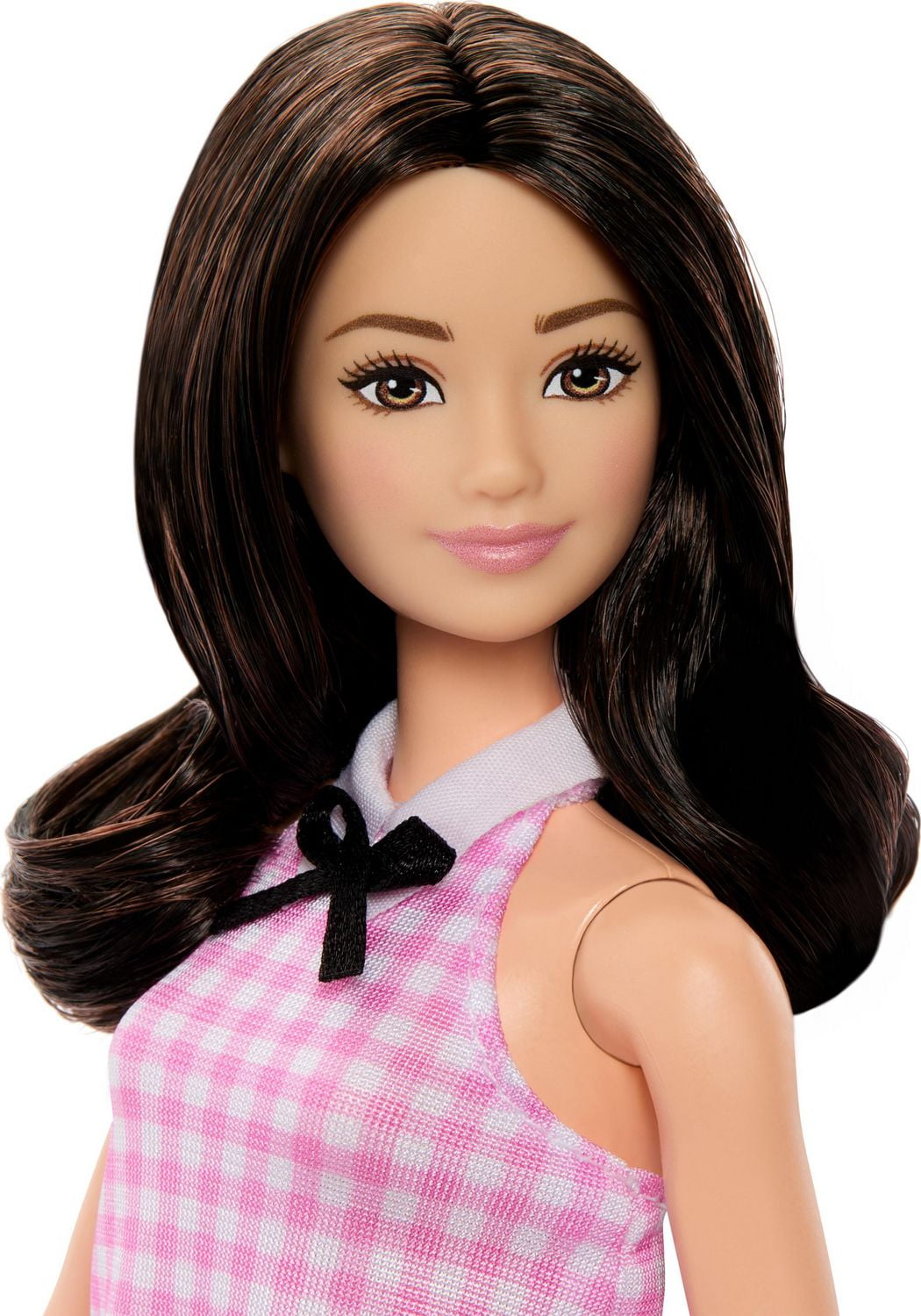 Barbie Fashionistas Doll 224 with Black Hair Pink Gingham Dress Accessories 65th Anniversary