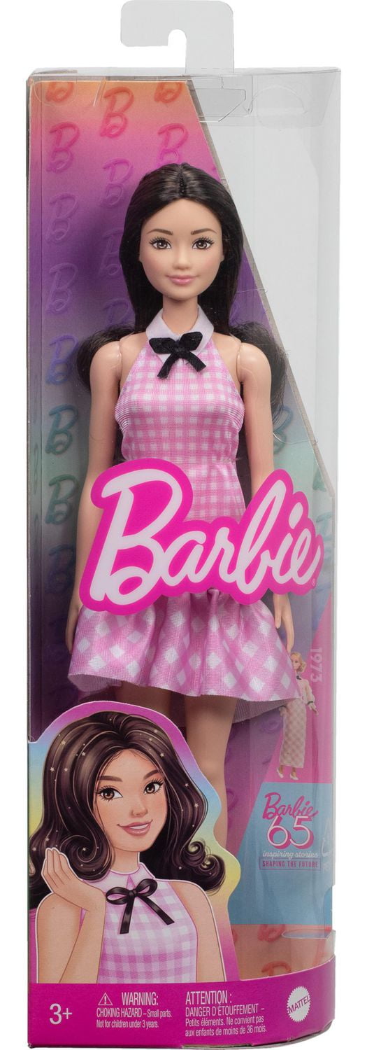 Barbie Fashionistas Doll 224 with Black Hair Pink Gingham Dress Accessories 65th Anniversary Ages 3 Walmart