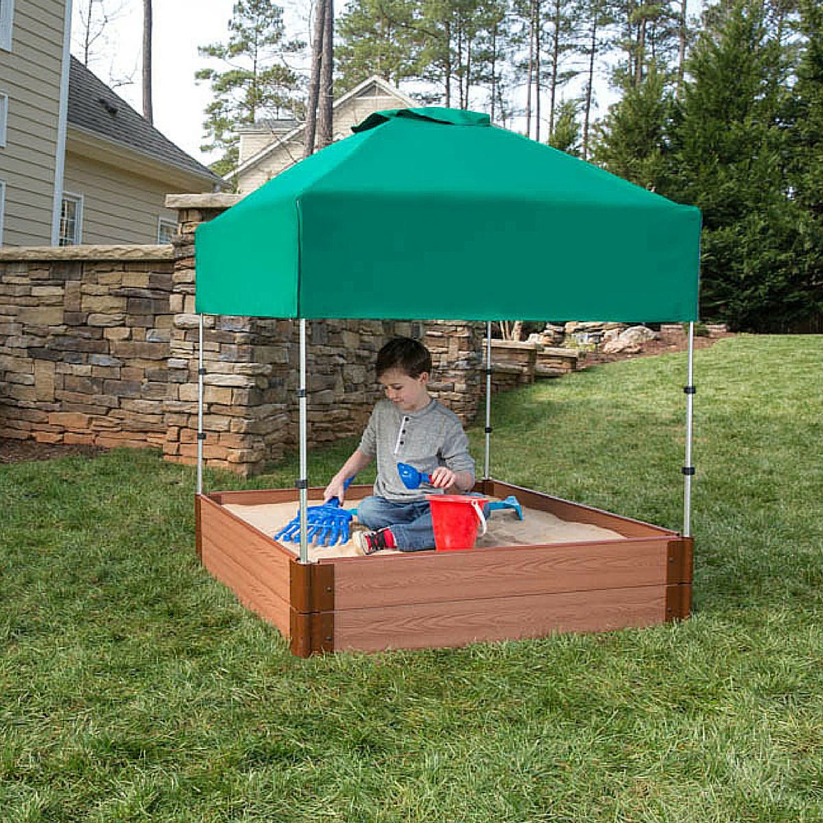 Two Inch Series 4ft. x 4ft. x 11in. Composite Square Sandbox Kit with Canopy/Cover Walmart Canada