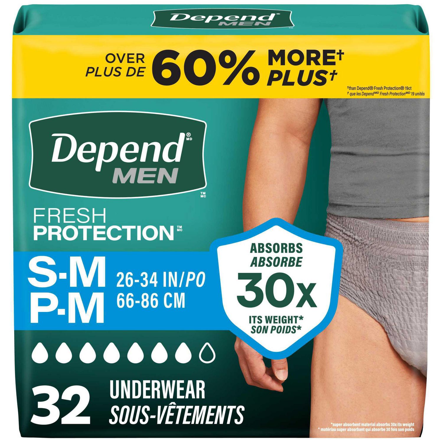 Depend Fresh Protection Adult Incontinence Underwear for Men, Disposable, Maximum, Grey, L