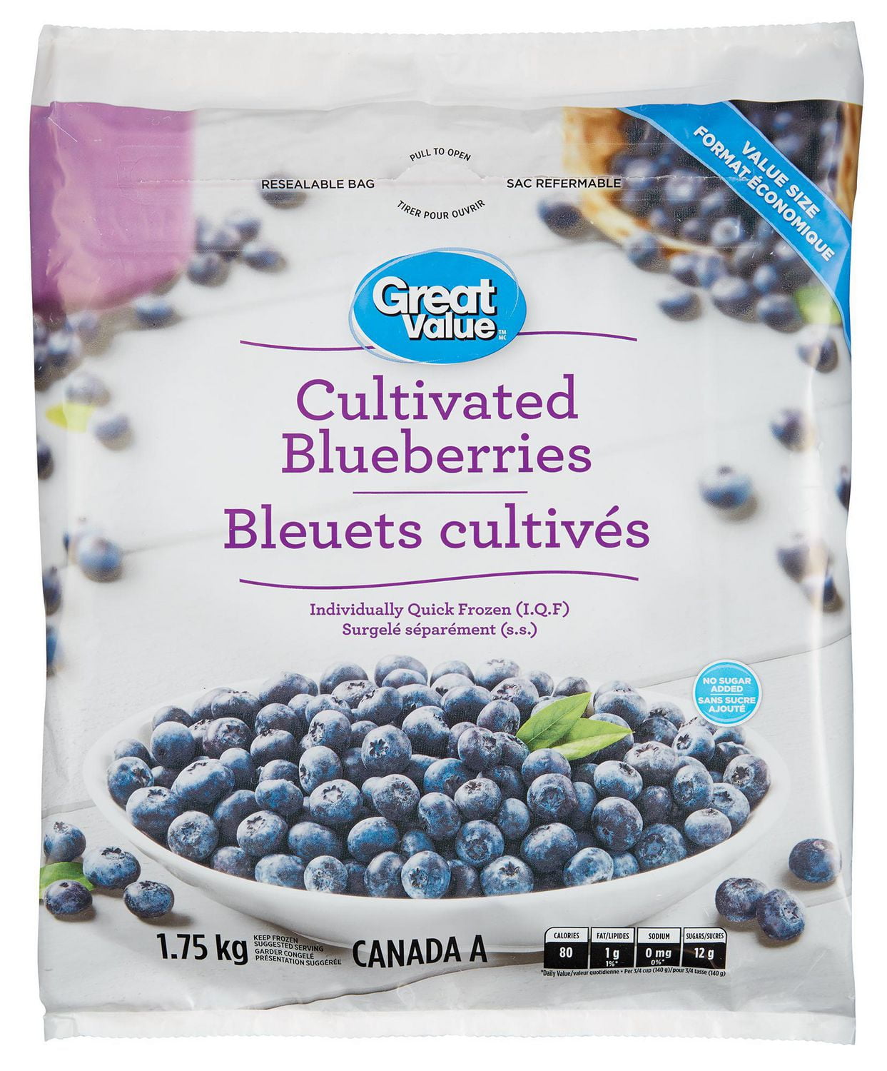 Great Value Frozen Cultivated Blueberries Walmart Canada