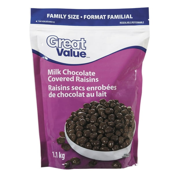 Raisins secs enrobés de chocolat au lait de Great Value