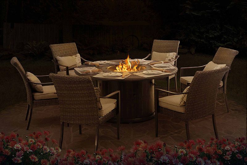 Lp Fire Table Patio Furniture, Patio Dining Set With Fire Table Canada