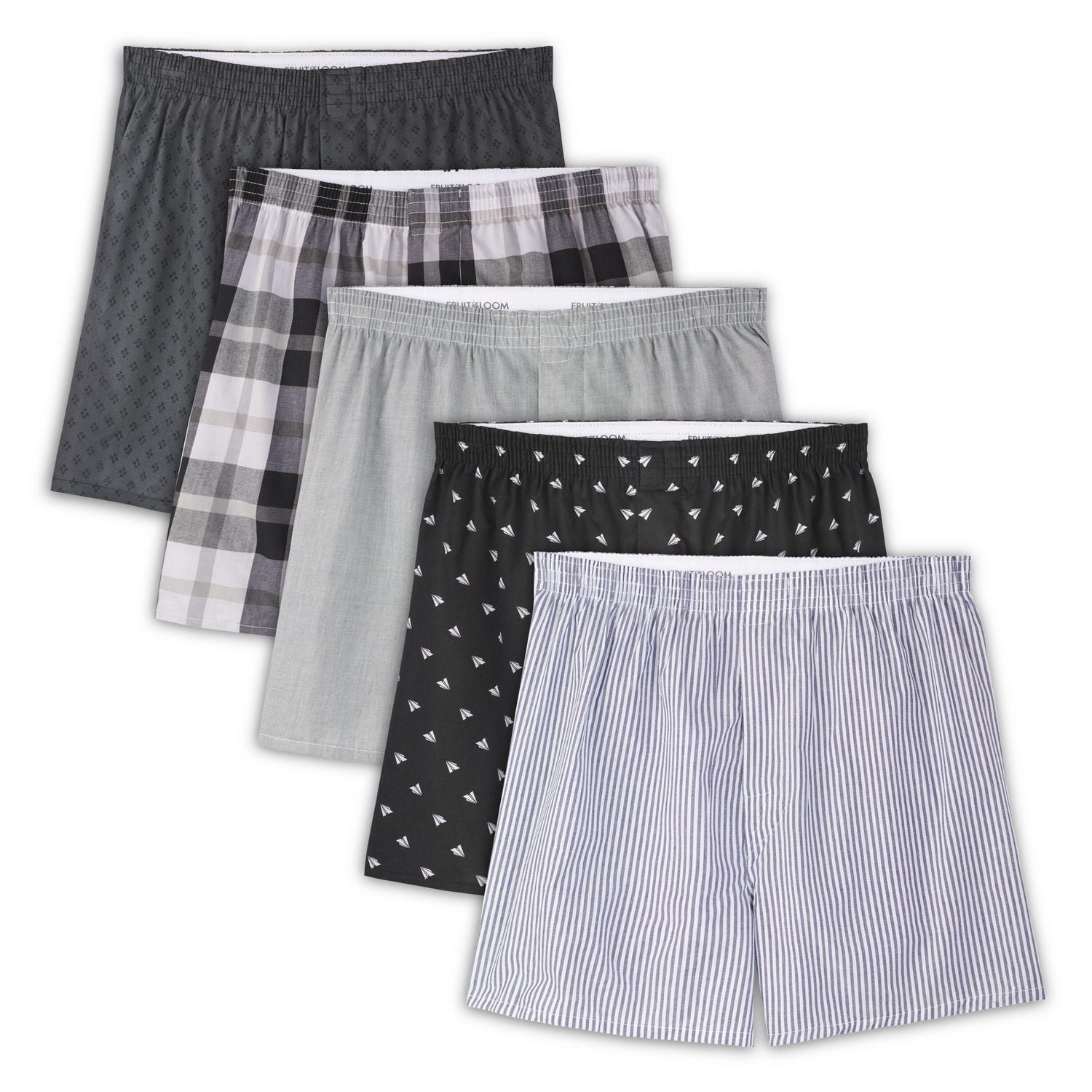 Men's Assorted Cotton Knit Boxers - 5 Pack by Fruit Of The Loom