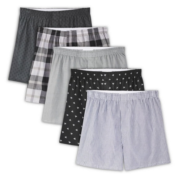 Fruit of the Loom Men's Prints & Stripes Boxer Shorts, 5-Pack
