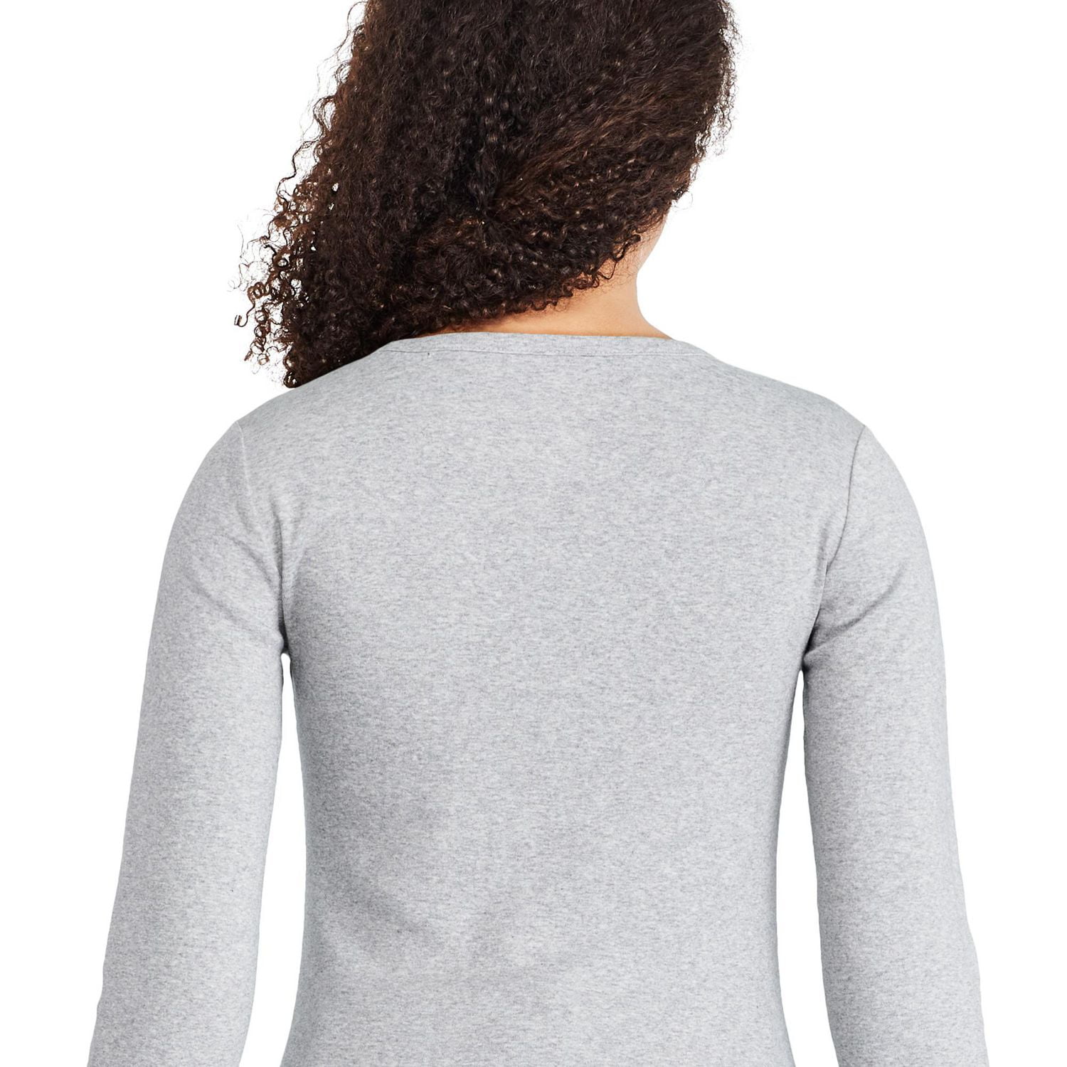 Girl With Curves Knit Long Sleeve Layering Tee Shirt Heather Gray Women's XS