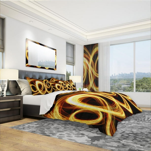 Designart Gold Shock Abstract Modern & Contemporary Duvet Cover Set ...