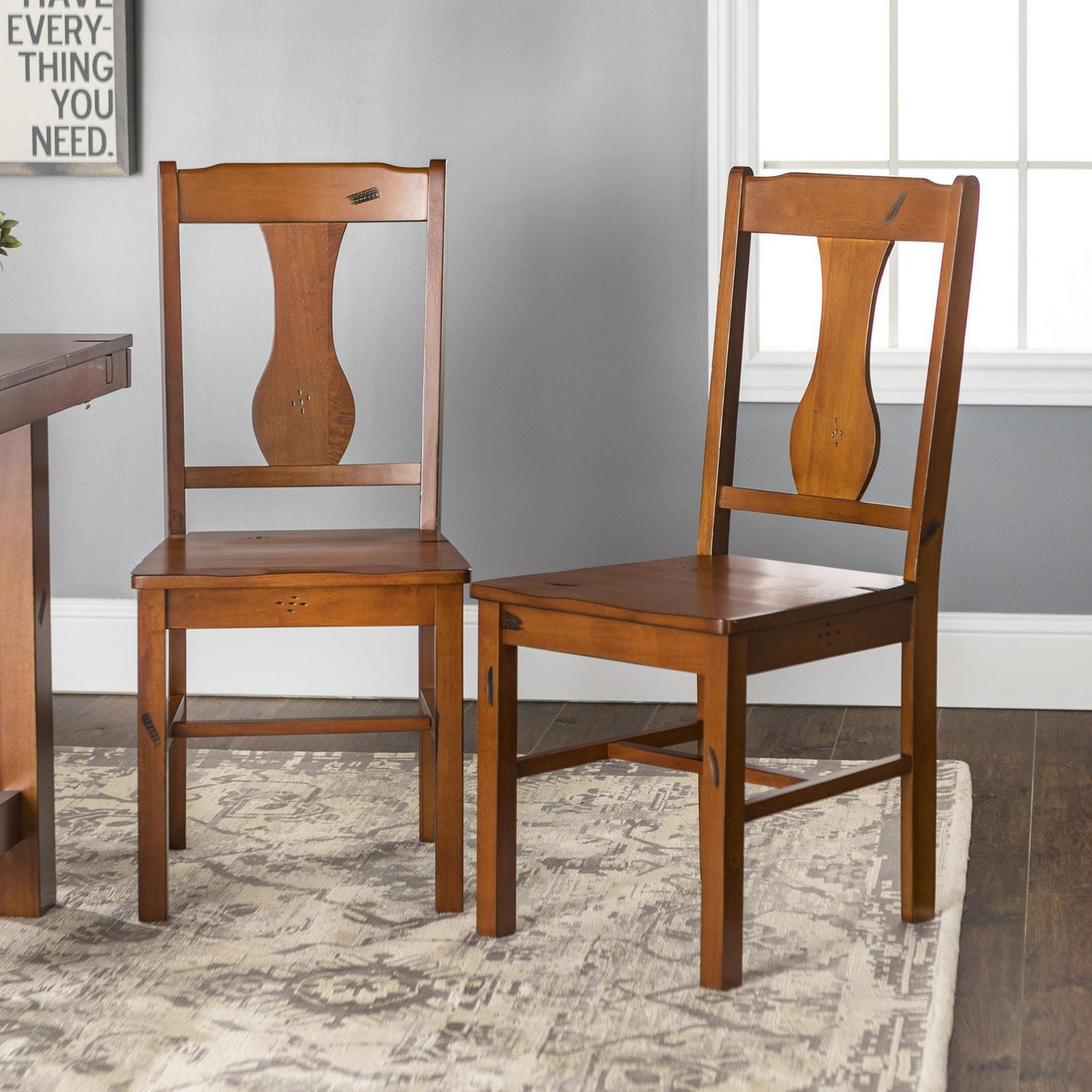 Manor Park Rustic Wood Dining Chairs, Set of 2 - Dark Oak | Walmart Canada
