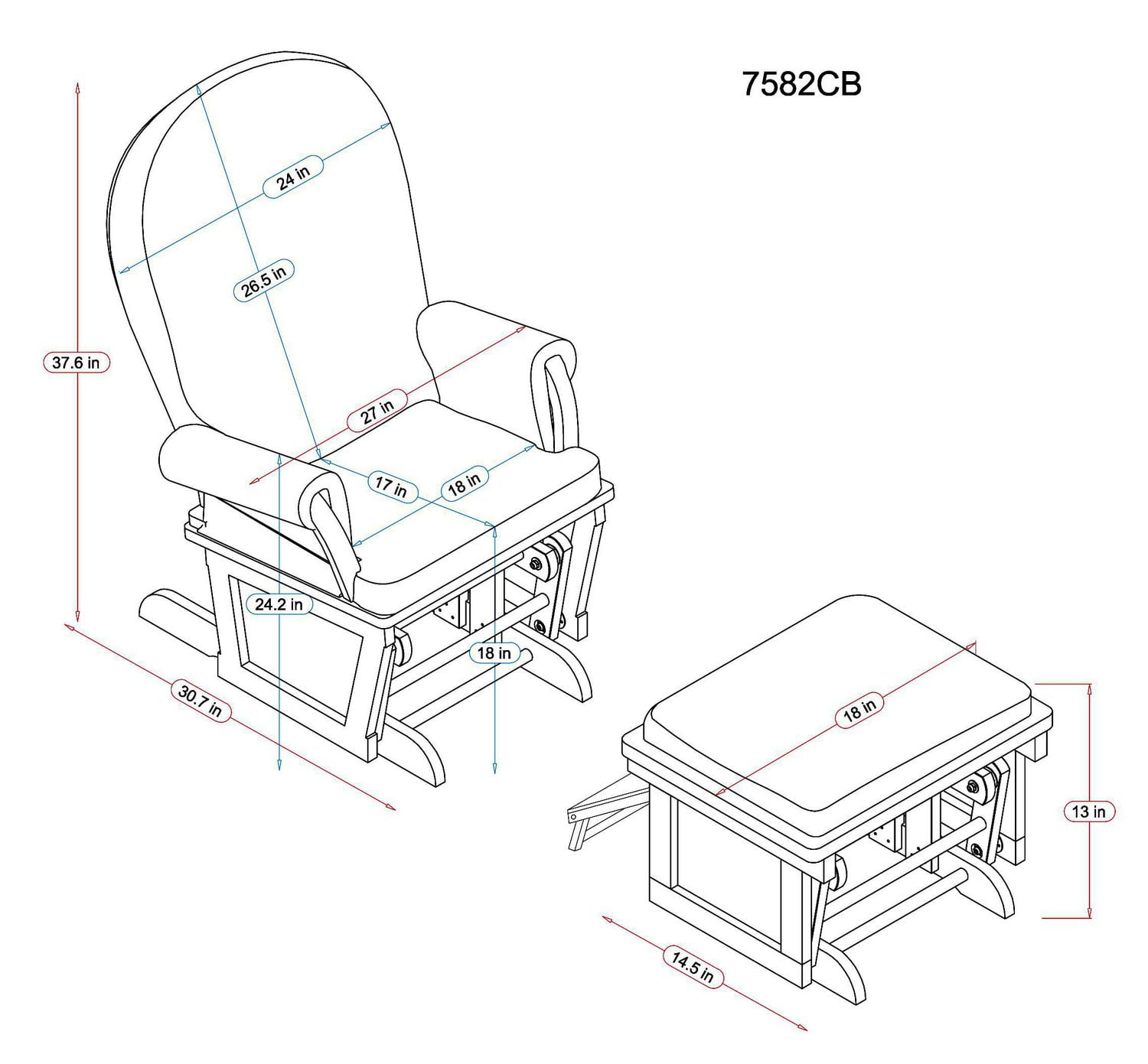 Aiden glider rocker with best sale nursing ottoman