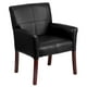 Chaise d’appoint ou de réception de luxe Flash Furniture en cuir noir avec pattes en acajou – image 1 sur 9