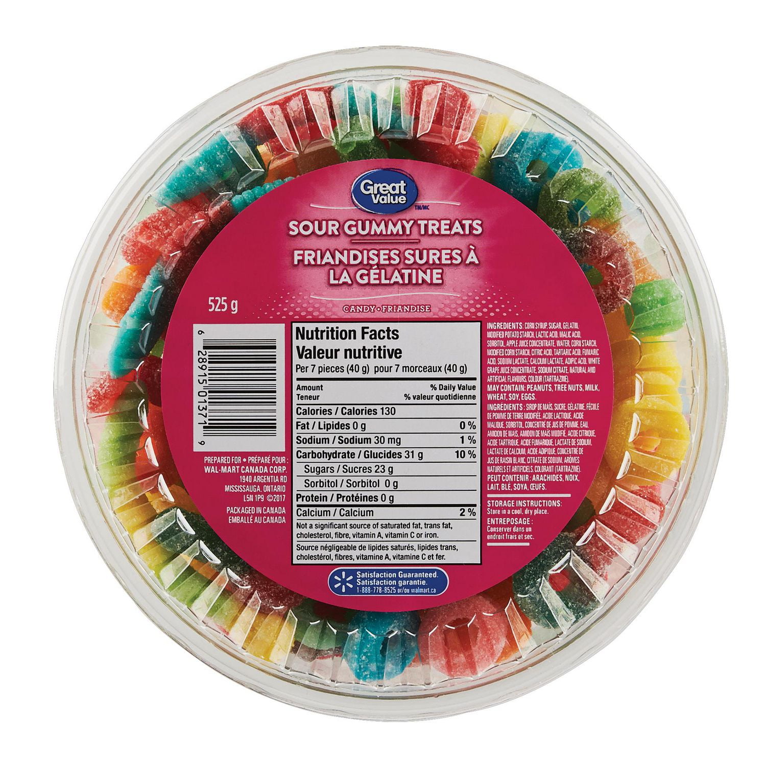 Great Value Sour Gummy Treats Candy Tub Walmart Canada
