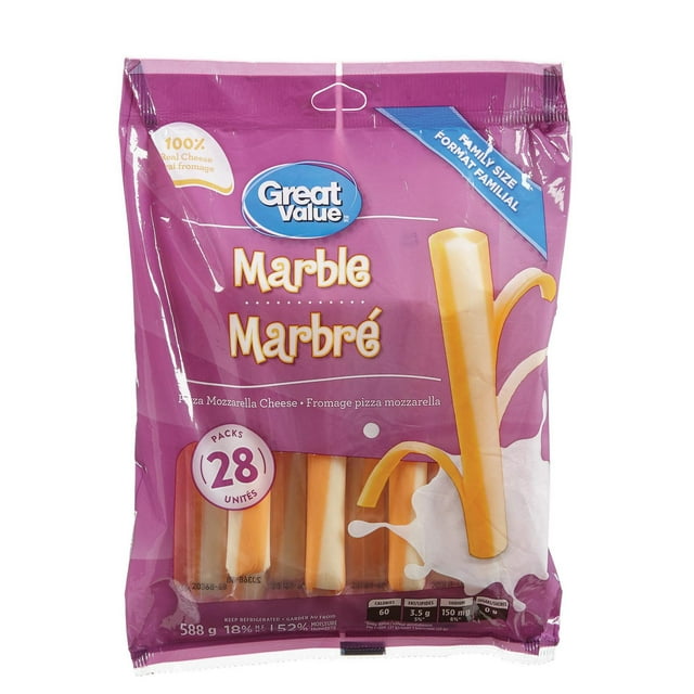 Great Value Marbled Stringable Pizza Mozzarella Cheese, Family Size