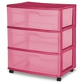 thumbnail image 1 of Sterilite Wide 3 Drawer Cart- Pink, 1 of 2