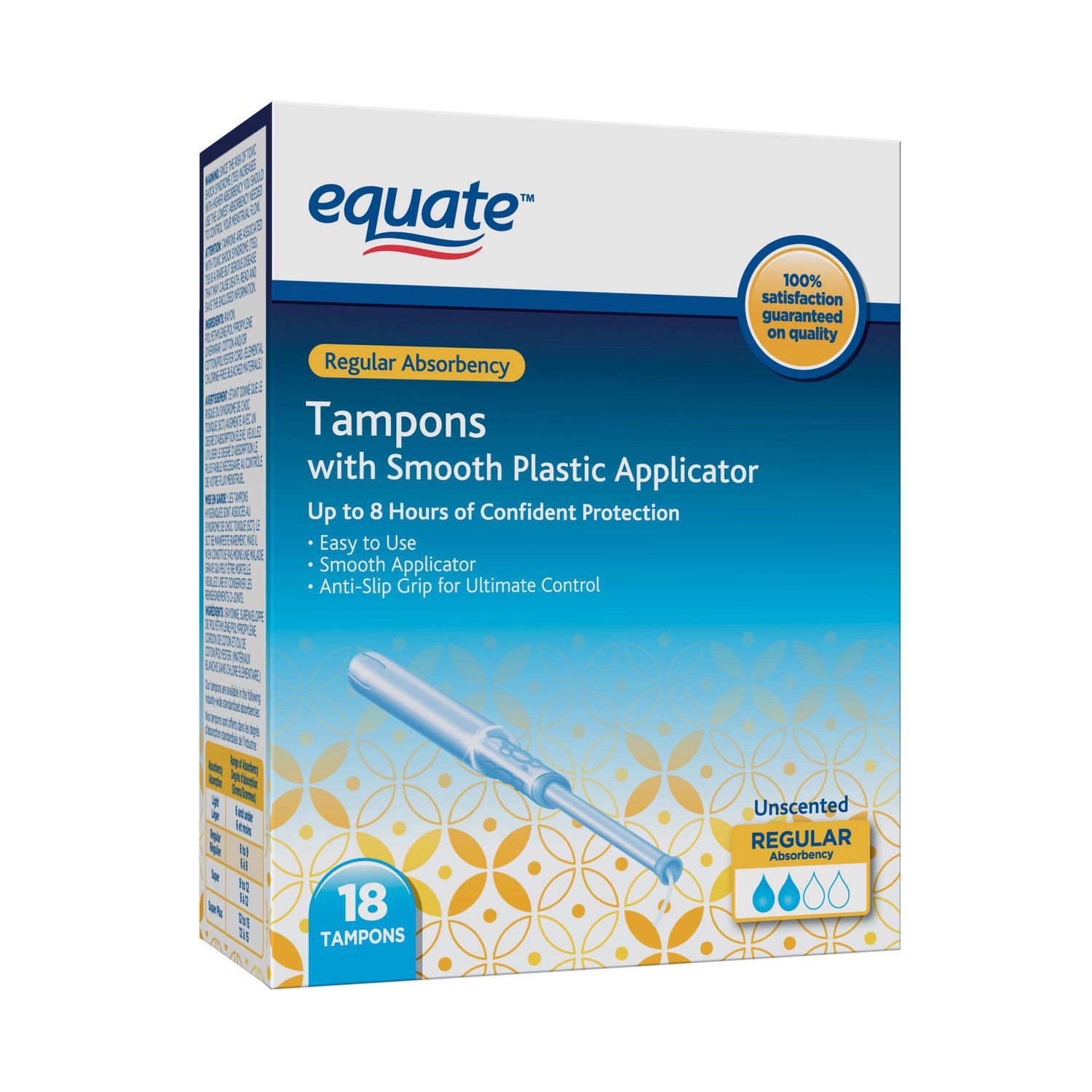 Equate Regular Absorbency Smooth Plastic Applicator Tampons Walmart