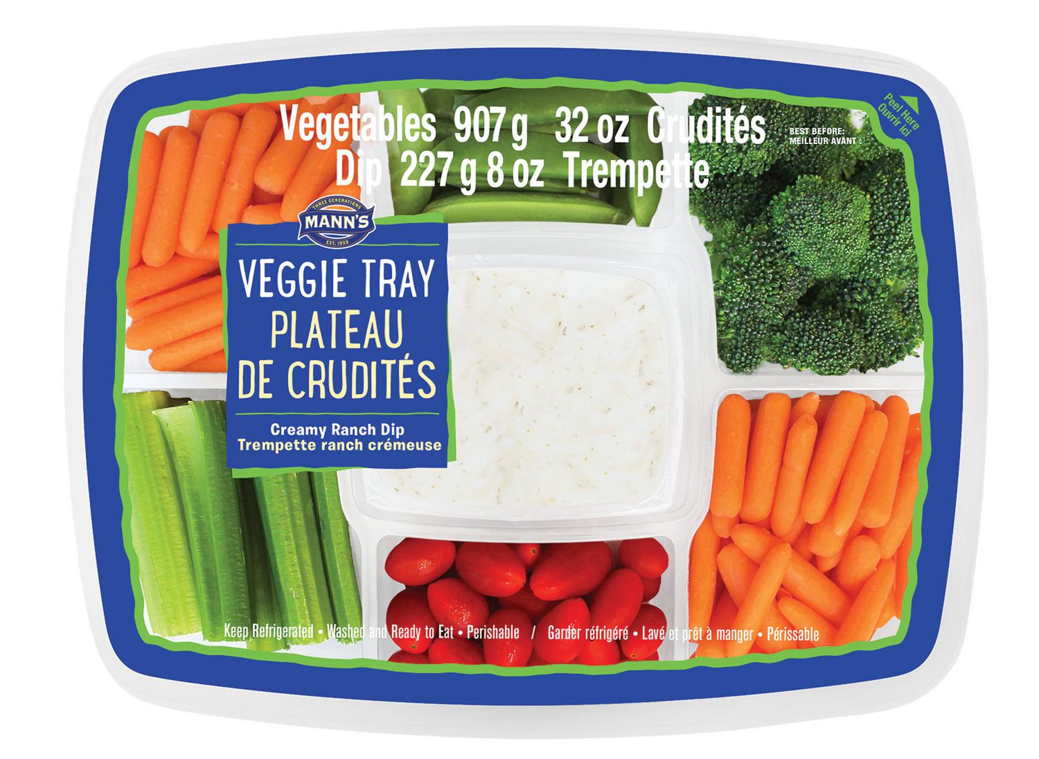 Mann's Veggie Tray with Creamy Ranch Dip, 2.5 lb Tray