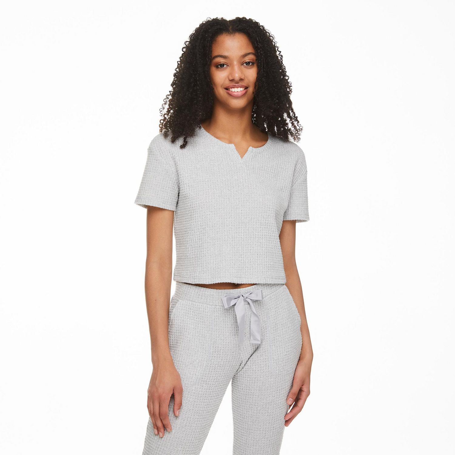 T-shirt en tricot gaufré No Boundaries pour femmes