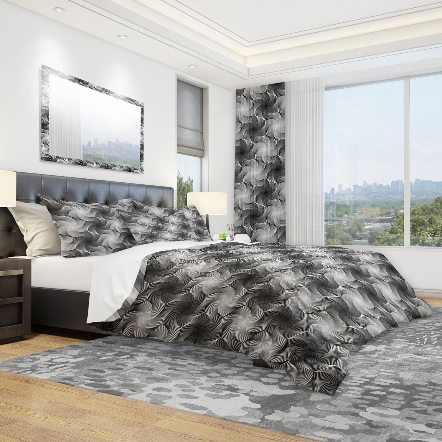 Designart Monochrome Hexagon Geometric Pattern Modern & Contemporary Duvet Cover Set Walmart