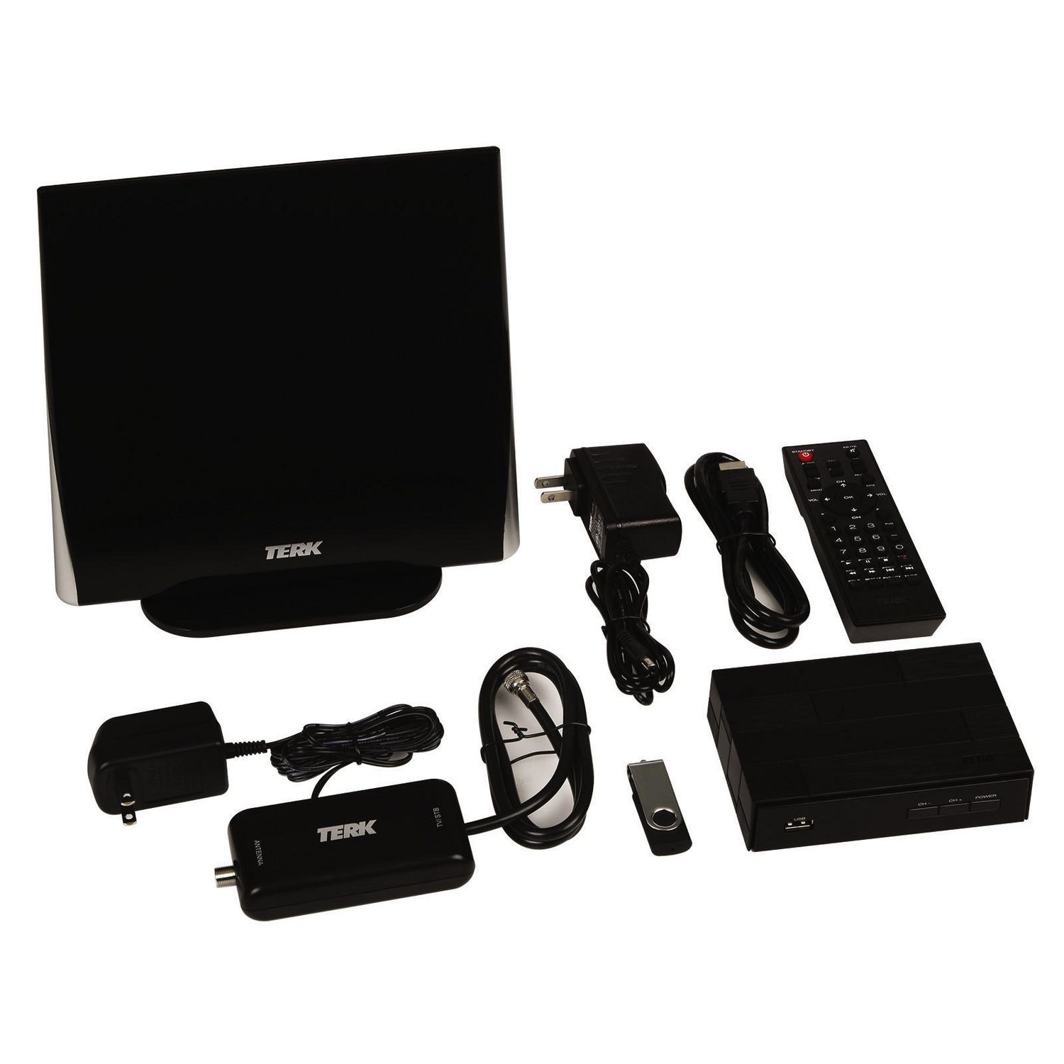Ensemble TERK pour se libérer des frais de câble incluant un syntoniseur TV  numérique HD, une antenne HDTV multidirectionnelle amplifiée et une clé USB  