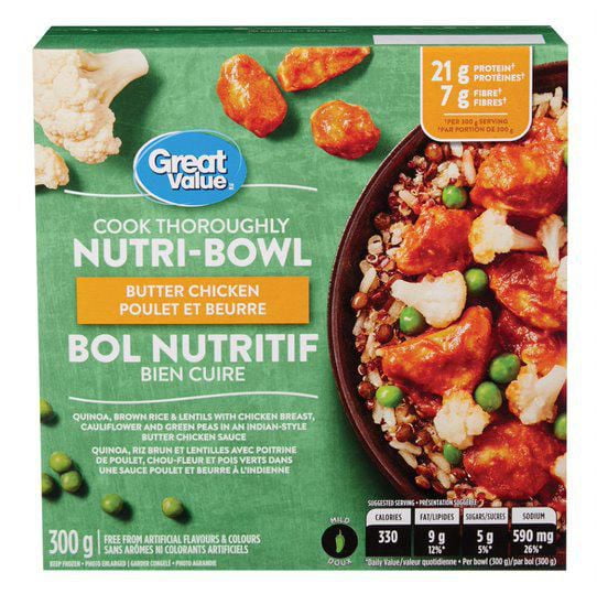 Great Value Butter Chicken NutriBowl Walmart Canada