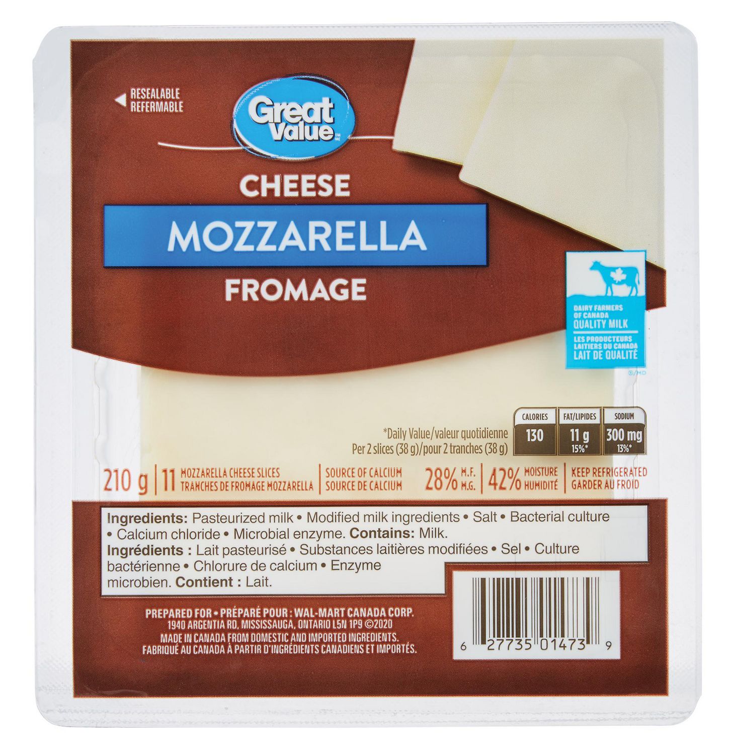 Great Value Mozzarella Cheese Slices