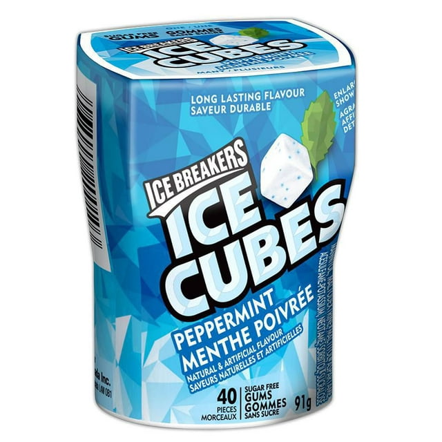 ICE BREAKERS ICE CUBES Peppermint Sugar Free Gum, 40 pieces