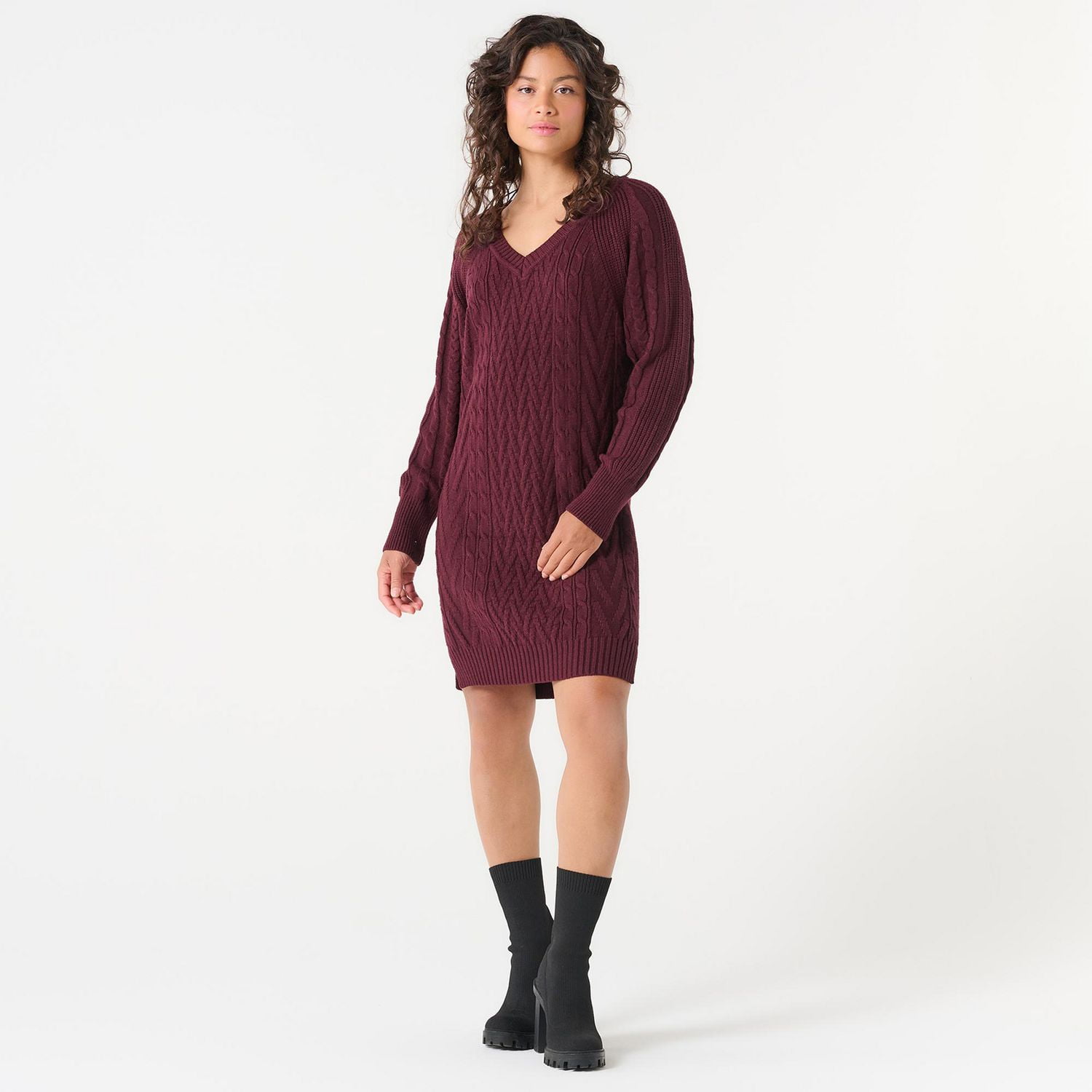 DV V-NECK SWEATER DRESS