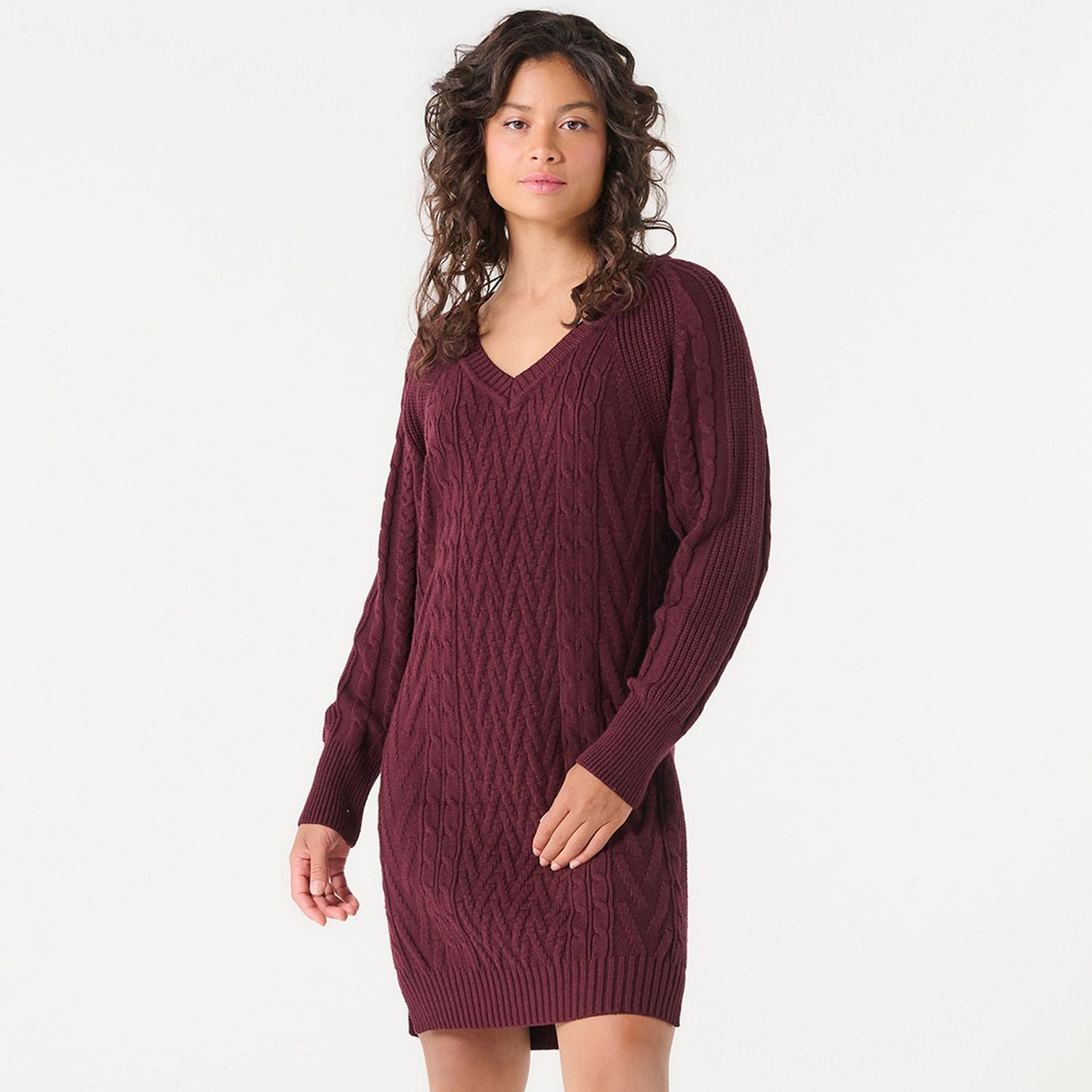 DV V-NECK SWEATER DRESS