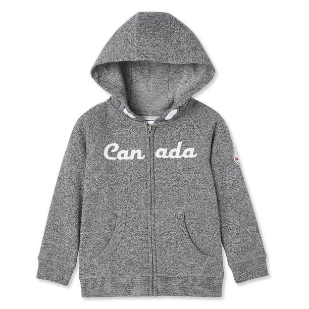 Chandail à capuchon zippé avec logo Canadiana pour petits garçons