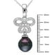 Pendentif stylisé au détail miligrain avec perles tahitienne noire en forme de goutte 9-9.5 mm et diamants 0.14 ct TW en argent sterling, 18 pouces en longueur – image 3 sur 3