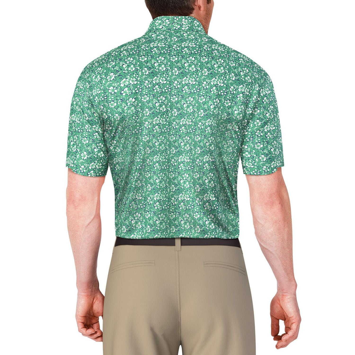 PGA TOUR Course Essentials Men's Abstract Flowers Print Short Sleeve Polo Shirt