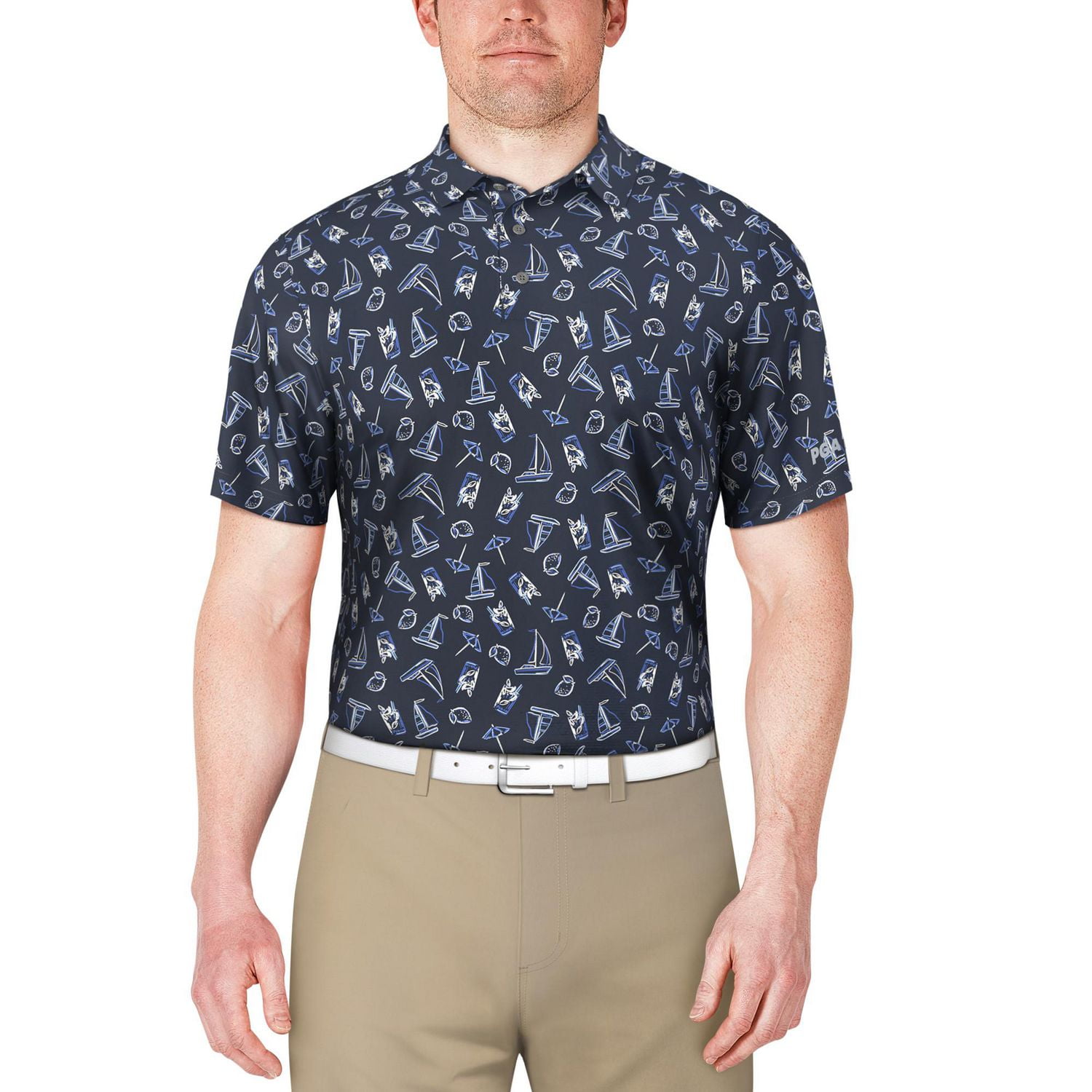 PGA TOUR Course Essentials Men's Boat Conversational Print Polo Shirt