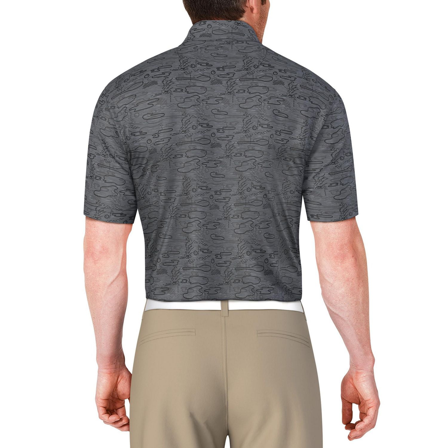 PGA TOUR Course Essentials Polo à manches courtes à imprimé conversationnel linéaire pour hommes Polo PGA TOUR Course Essentials pour homme