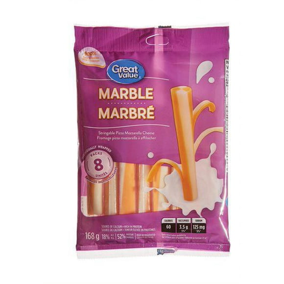 Great Value Marble Stringable Pizza Mozzarella Cheese, 168 g