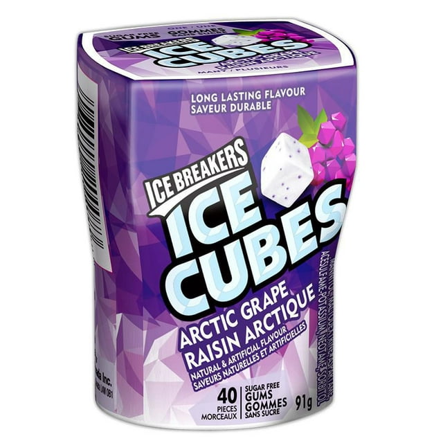 ICE BREAKERS ICE CUBES Arctic Grape Sugar Free Gum, 40 pieces