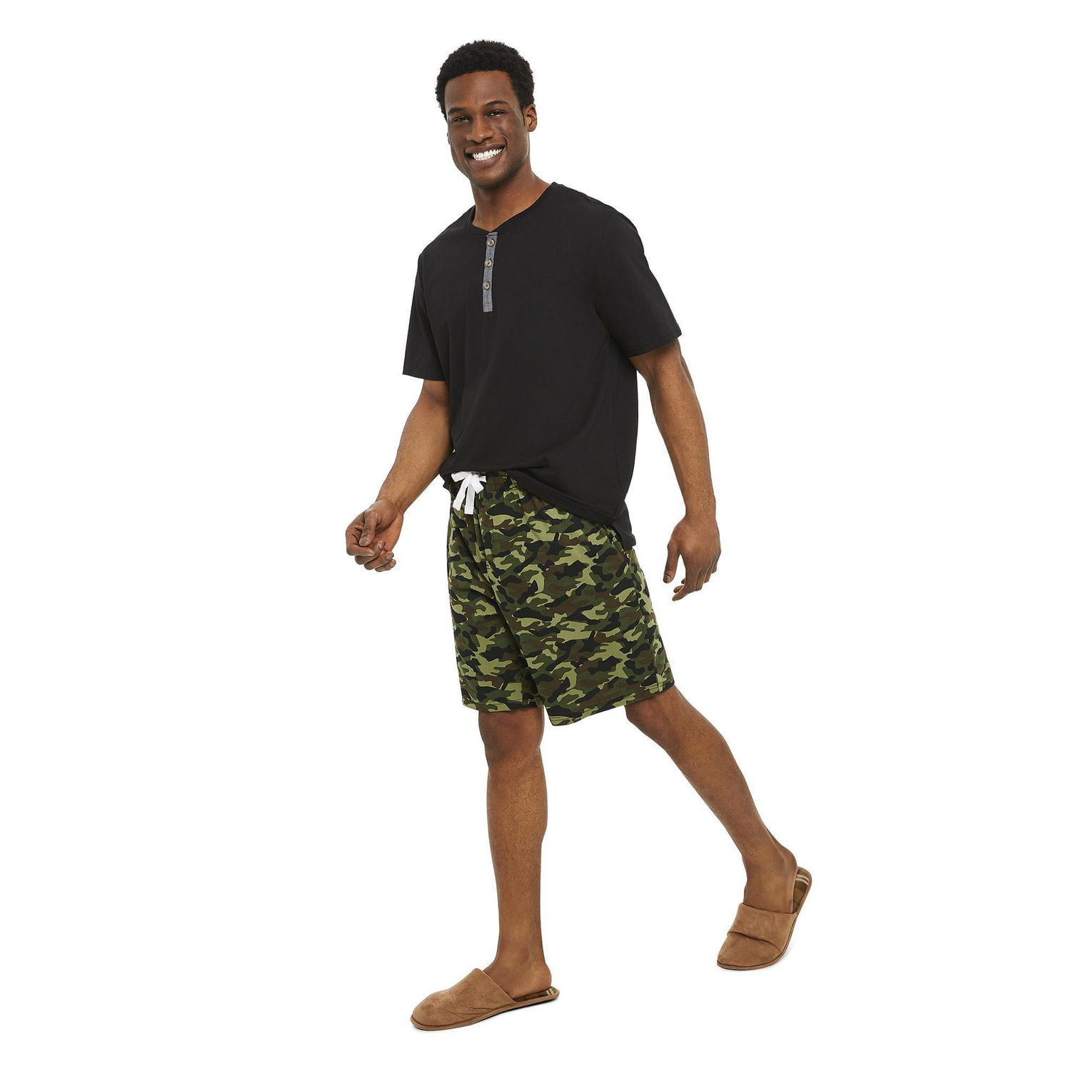 George Men's Henley and Short Pajamas 2-Piece Set