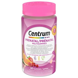 Centrum Prenatal Multigummies with DHA and Folic Acid, Postpartum Multivitamin and Mineral Supplement, 60 Count, 30 Day Supply